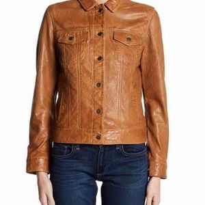 Lucky Brand Leather Trucker Jacket - New!